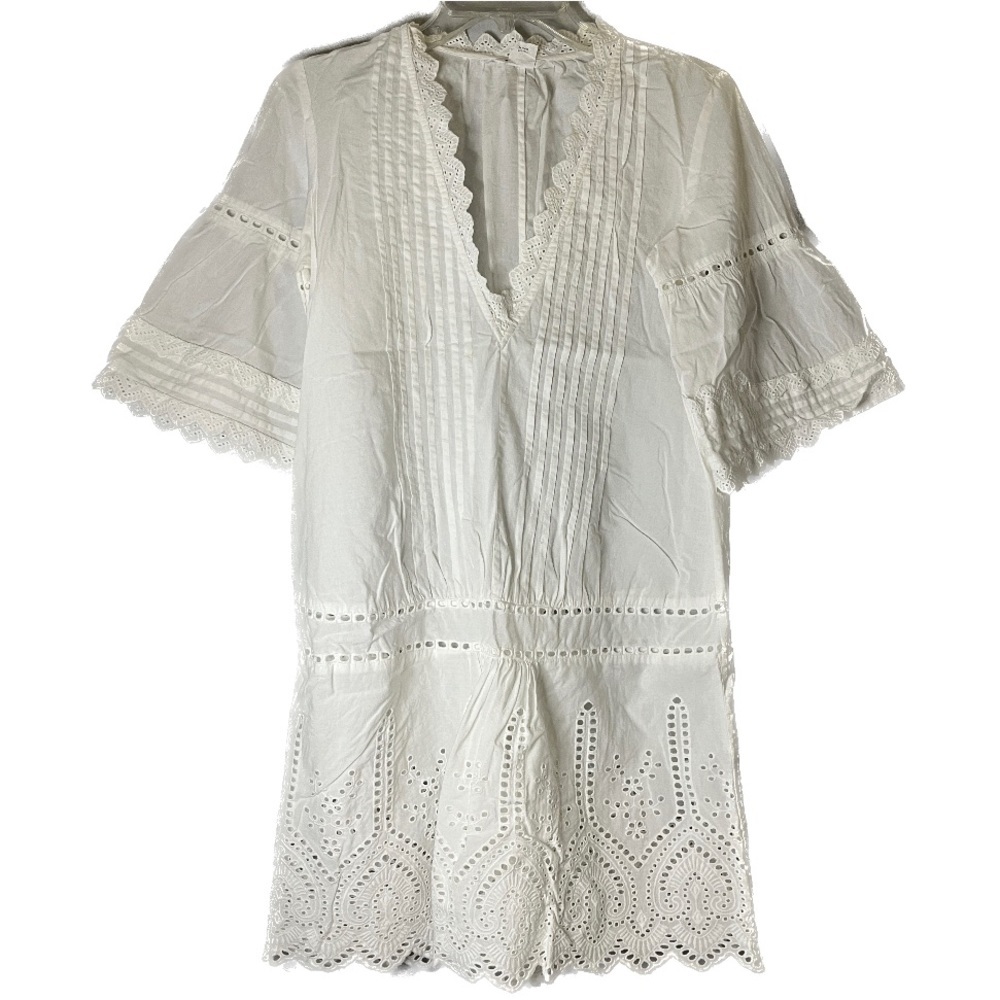 Club Monaco White Eyelet Cotton Mini Tunic Dress - Picture 3 of 12